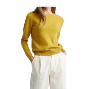 NWT Quince Mongolian Cashmere Crewneck Sweater, Spicy Mustard, Medium